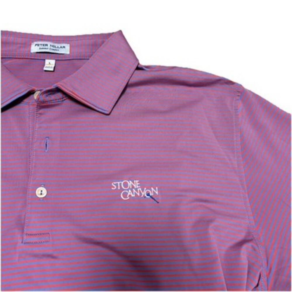 Peter Millar Summer Comfort Stone Canyon Polo Shirt Purple Red Striped Men's L